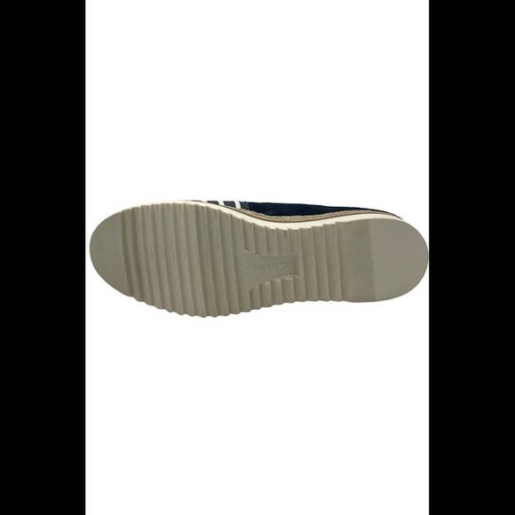 Clarks Collection Leather or Suede Slip-Ons Serena Paige Navy Stripe - Wide - Picture 3 of 5
